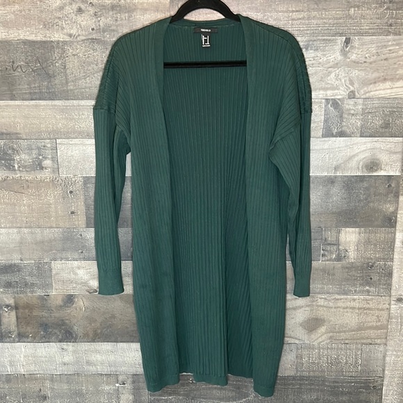 Forever 21 Sweaters - Long Green Cozy Forever 21 Cardigan